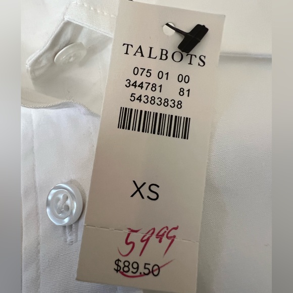 NWT Talbots white button down top Christmas holiday holly mistletoe sequin sz XS - Picture 9 of 12